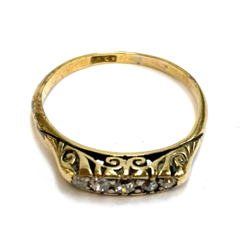 44 - A late 19th/early 20th century five stone diamond boat ring, size N, 2.2g