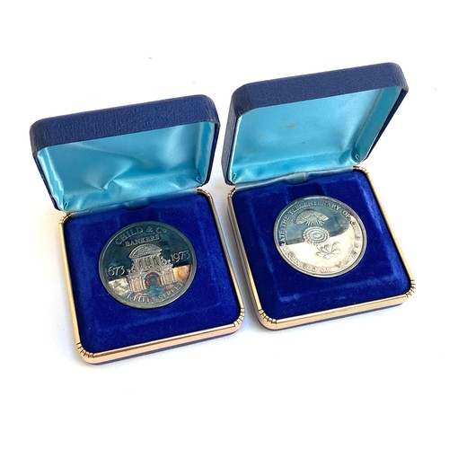 106 - Two boxed white metal Child & Co Bankers 1673-1973 tercentenary medals, each 4.5cmD