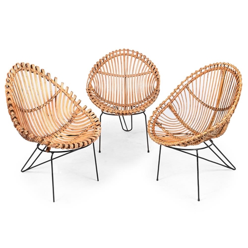 Three 20th century Italian Rattan chairs, each 67x65x85cmH