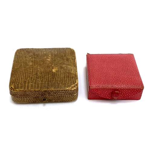 113 - Two antique jewellery boxes: one pink leather style box for Wilson & Gill Goldsmiths, 139 Regent Str... 