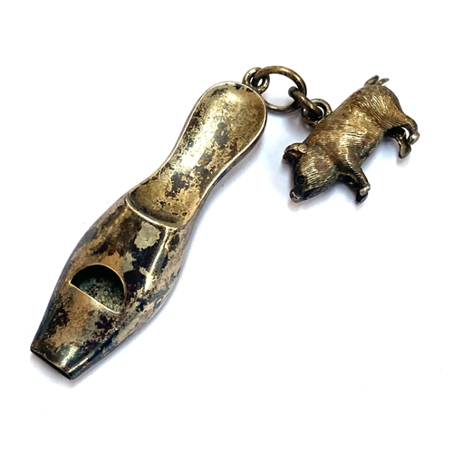 67 - A late 19th/early 20th century 935 sterling silver whistle in the form of a shoe, 4.4cmL; together w... 