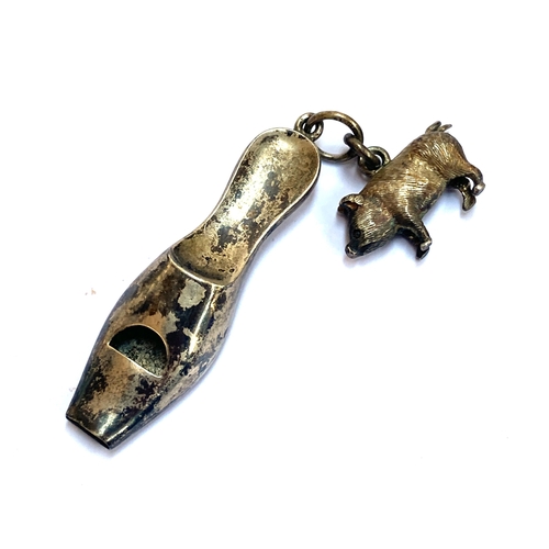 67 - A late 19th/early 20th century 935 sterling silver whistle in the form of a shoe, 4.4cmL; together w... 