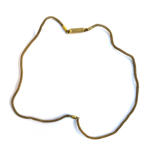 81 - An Ethiopian gold mesh chain with barrel clasp, tests as 14ct or higher, 13g gross weight