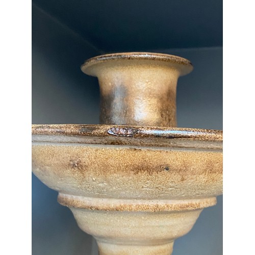 1 - Jean Marais (French, 1913-1998), a pair of large studio pottery candlesticks, signed to base, each a... 