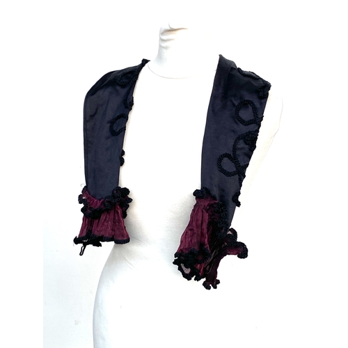 2010 - A Carole Lee burgundy and black lace gown with matching purse and separate sleeves, size L