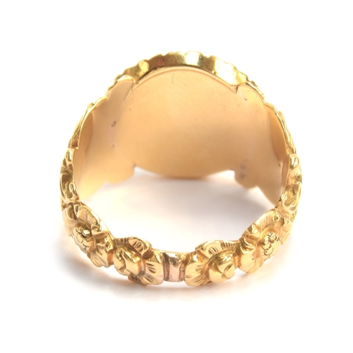 3 - A heavy 19th century gold and diamond cluster ring, the diamonds set in cut down silver settings, fl... 