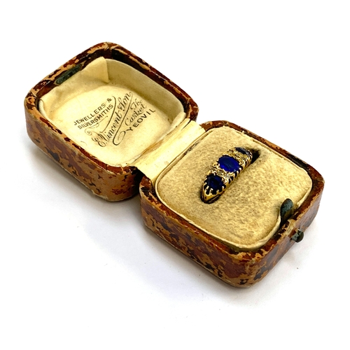 20 - An 18ct gold, sapphire, sapphire paste and diamond ring, size P, 3.4g