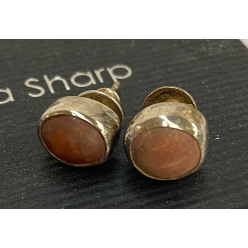 38 - A pair of Vanessa Sharp silver and hardstone stud earrings, gross weight 2.3g