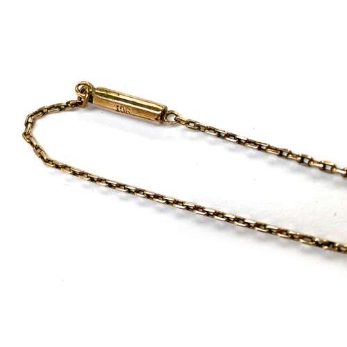 57 - A 9ct gold chain fastening with a barrel clasp, 51cmL unclasped, 3.1g