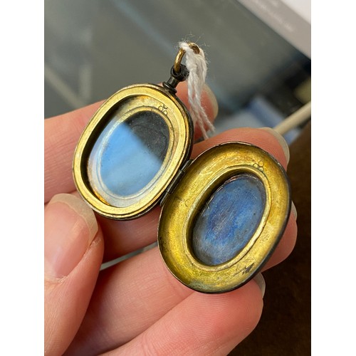 52 - A 19th century Japanese Shakudo locket, with applied silver and gold decoration, one side depicting ... 