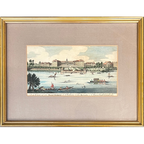 724 - An 18th century hand coloured engraving 'A View of the Royal Hospital at Chelsea & the Rotunda in Ra... 