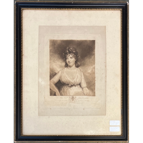 750 - Wilkins after Hoppner RA, The Right Hon. Jane Elizabeth Viscountess Andover, the plate 28x21.5cm, th... 