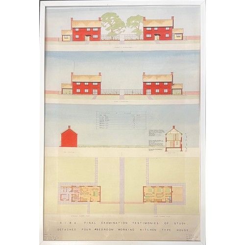 762 - A pair of Mid Century architectural plans by an architecture student, 'A Glass Bottle Factory, thesi... 