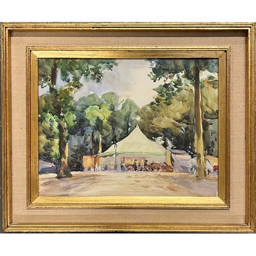800 - Possibly Margot Noyes (b.1939), a circus big top among trees, unsigned, 34x44cm