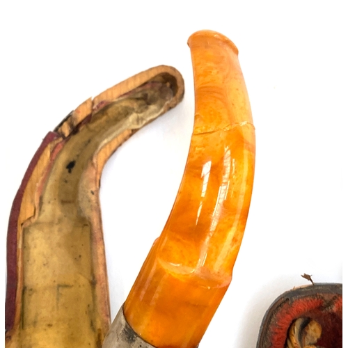 49 - Two silver collared pipes: one Meerschaum pipe in the form of a lady wearing a hat and one other wit... 