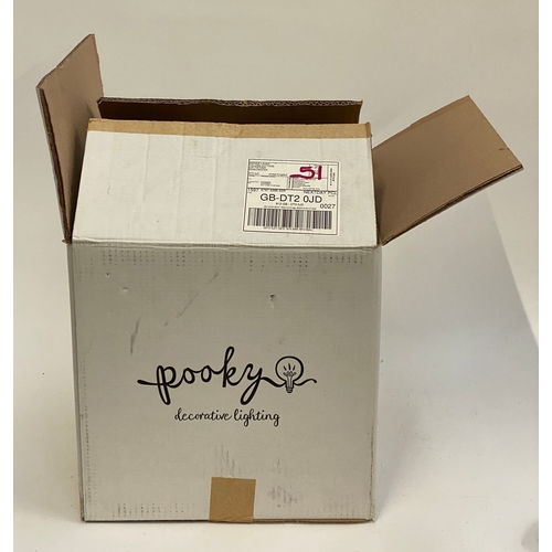 1076 - A pair of Pooky Lighting 'Straight Empire' 30cm linen Ikat lampshades, in cream and sage green, new ... 