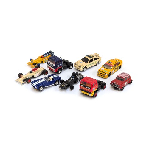 349 - A quantity of scalextric cars, cased and loose, to include: Ford Boss 302 Mustang, Le Mans, F1, etc