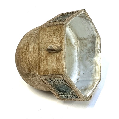 240 - A Troika pottery hanging basket of domed hexagonal form, marked for Sue Bladen c.1975, 16cmL, 17.5cm... 