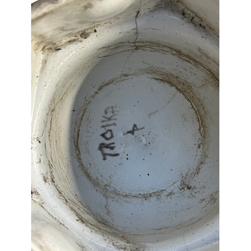 240 - A Troika pottery hanging basket of domed hexagonal form, marked for Sue Bladen c.1975, 16cmL, 17.5cm... 