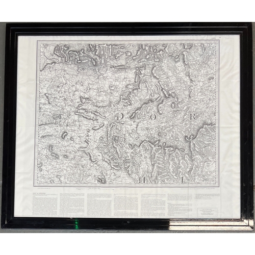 835 - A large framed Ordnance Survey map of Sherborne, c.1980, overall dimensions including frame 87x103cm