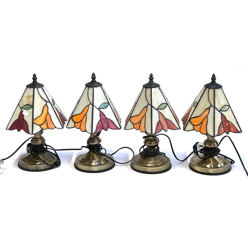 1137 - A set of four table lamps with stained glass Tiffany style shades, 35.5cmH