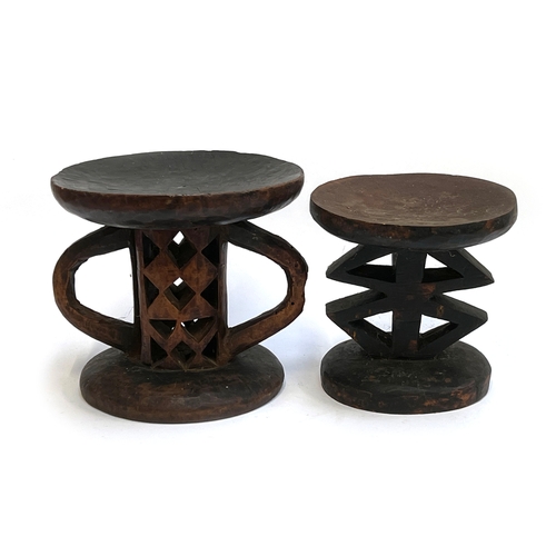 1149 - Two carved African tribal stools, possibly Tonga tribe, 23cmH and 26.5cmH