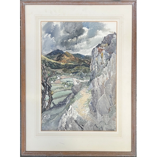 869 - Reginald G. Haggar R.I., A.R.C.A., F.R.S.A (1905-1988), 'The Lledr Valley, North Wales, from Dolwydd... 