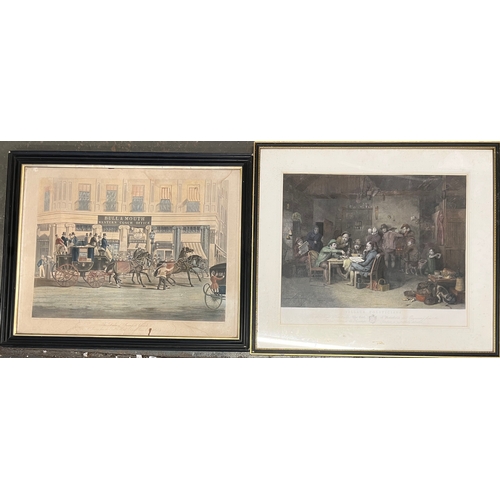 877 - A 19th century coaching scene, 'The Duke of Beaufort Coach' after William Shayer, 53x69cm; together ... 