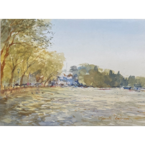 887 - Granville Cottingham RSMA RBA (1943-2007), scullers on a river, watercolour on paper, 26x35cm