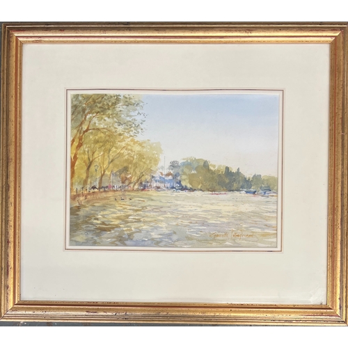 887 - Granville Cottingham RSMA RBA (1943-2007), scullers on a river, watercolour on paper, 26x35cm