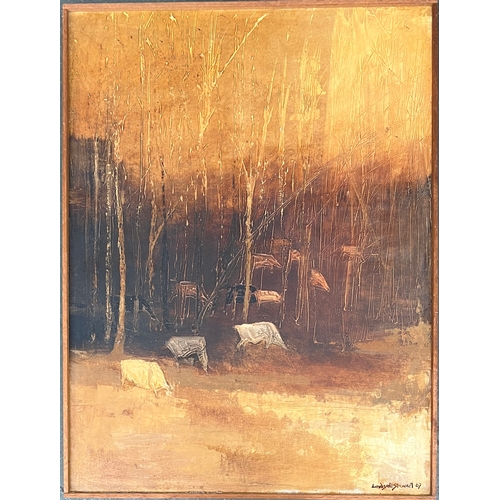 934 - Ann Lindsell-Stewart (South African, b.1923), abstract cows and trees, signed and dated '67 lower ri... 