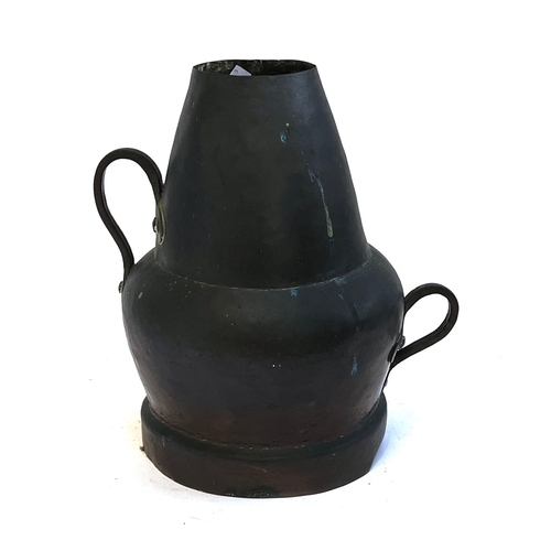 1173 - A twin-handled copper vessel, possibly African, 33cmH