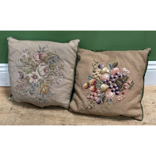 1206 - A pair of needlepoint scatter cushions