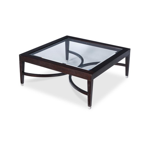 1252 - JVB (Justin van Breda), an 'Alexander' coffee table, mahogany, chrome and glass, of recent manufactu... 