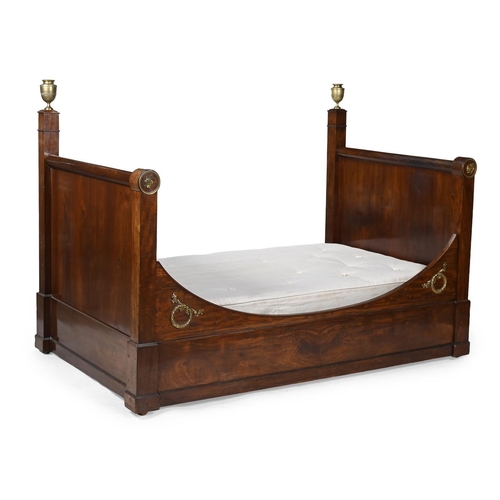 1259 - A Louis Philippe mahogany and ormolu mounted bed or lit en bateau, mid 19th century, 205cm long, 127... 
