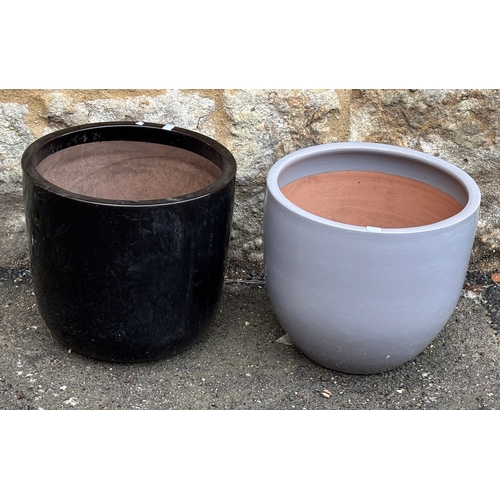 994 - Two glazed planters, black and grey, each approx. 38cmD