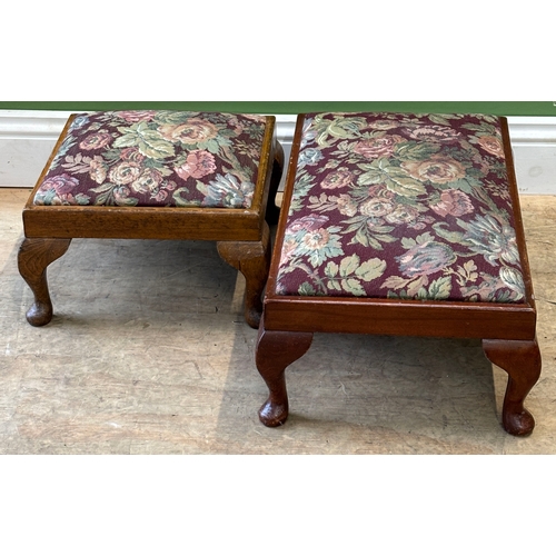 1104 - Two upholstered footstools, the smaller approx., 34x34x24cmH, the larger approx. 61x36x23cmH