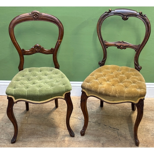 1234 - Two Victorian balloon back side chairs, with button upholstered seats