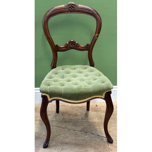 1234 - Two Victorian balloon back side chairs, with button upholstered seats