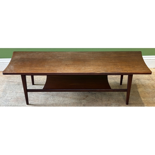 1202 - A midcentury teak coffee table, 122x40.5x36cmH