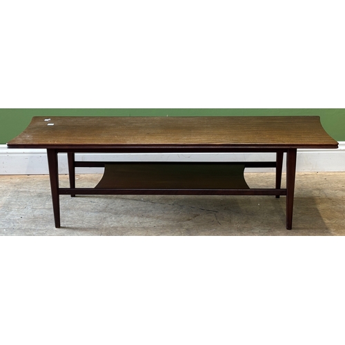 1202 - A midcentury teak coffee table, 122x40.5x36cmH