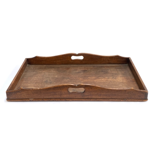 1193 - A George III mahogany galleried butler's tray, lacking stand, 47x73cm
