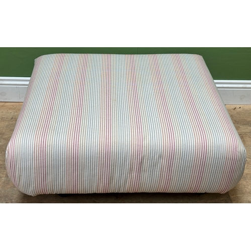 1330 - A large square upholstered centre stool on casters, 90x90x34cmH
