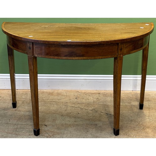 1210 - A reproduction butlers tray 71cmW; together with a George III mahogany and crossbanded demilune tabl... 