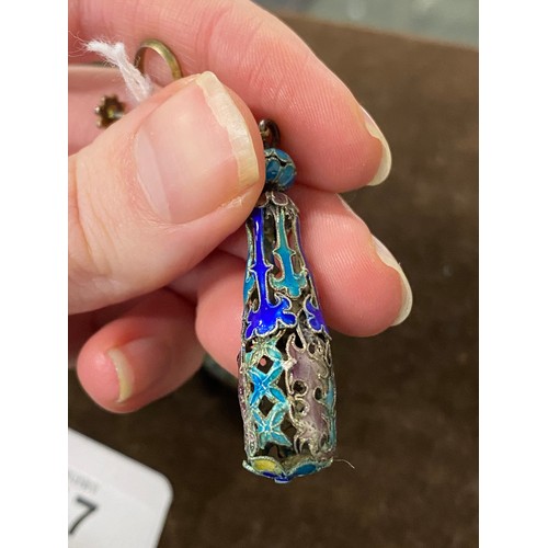 17 - A pair of early 20th century Chinese export cloisonne enamel screw back earrings, 6.8cmL