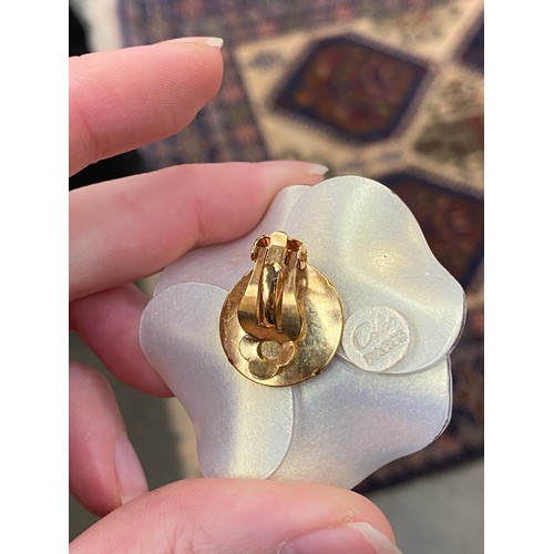 37 - A pair of Cilea Paris acrylic floral clip on designer earrings, 4.5cmW