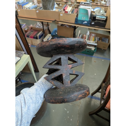 1149 - Two carved African tribal stools, possibly Tonga tribe, 23cmH and 26.5cmH