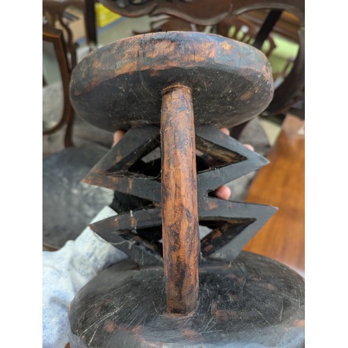 1149 - Two carved African tribal stools, possibly Tonga tribe, 23cmH and 26.5cmH