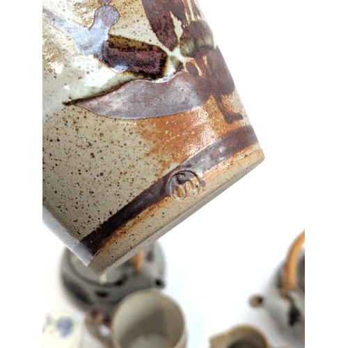 262 - A mixed lot of ceramics to include: Lambeth stoneware pitcher and mug, studio pottery, Victoria Jubi... 