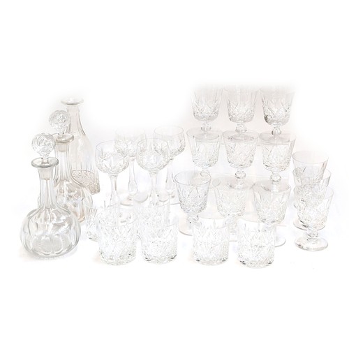 264 - A quantity of cut glass to include: a set of six Edinburgh Crystal tumblers, tall stemmed wine glass... 